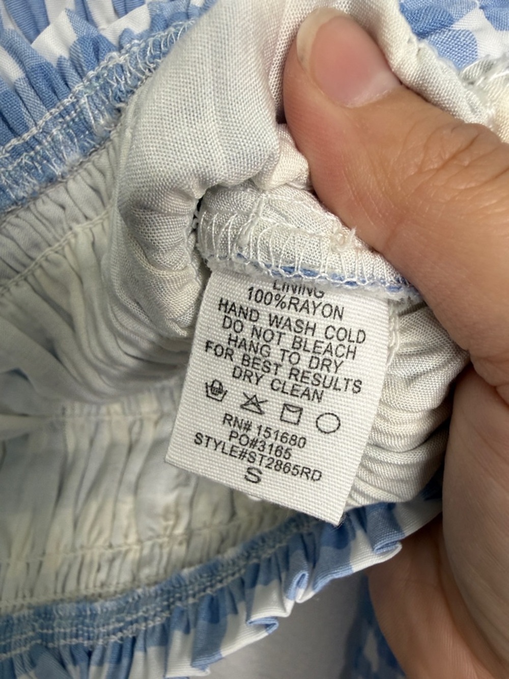 Storia Gingham Crop Top Blue White S - Picture 3 of 4